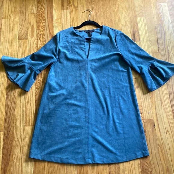 BCBG Max Azria blue suede dress size medium - Picture 1 of 6